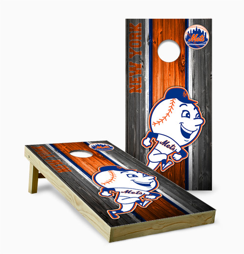 【★値下げ！3枚セット／額縁付】Yellow Korner x New York New York Mets Version 7 Cornhole Set with Bags - Custom Cornhole, LLC