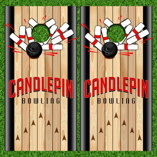 Candlepin Bowling Version 2 Cornhole Set with Bags - Custom