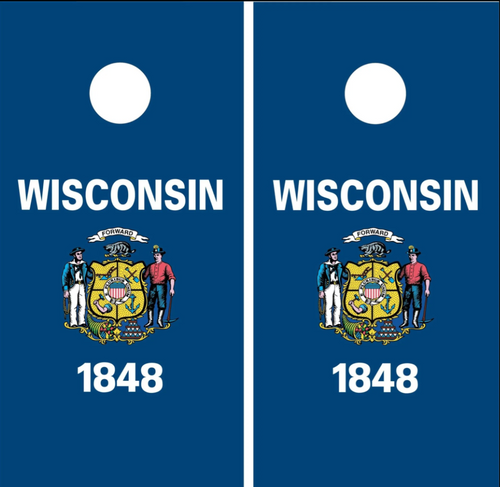 Wisconsin State Flag Cornhole Wraps - Set of 2 Wisconsin State Flag Cornhole Wraps - Set of 2
