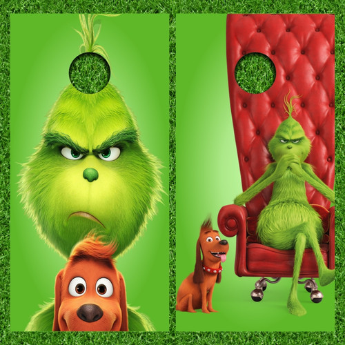 The Grinch Cornhole Wraps - Set of 2