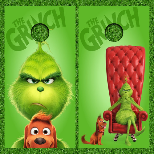 The Grinch Version 2 Cornhole Wraps - Set of 2