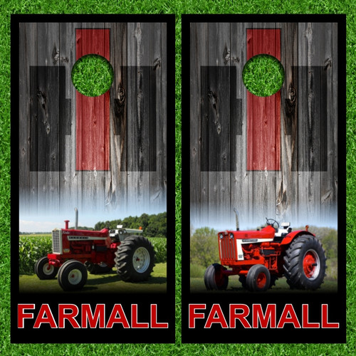 International Harvester Farmall Tractor Cornhole Wraps - Set of 2