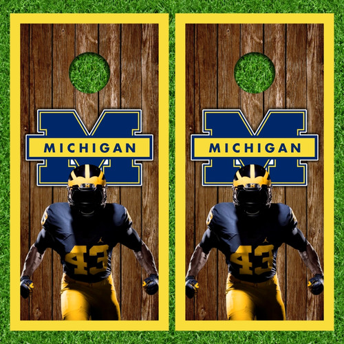Michigan Wolverine Version 19 Cornhole Wraps - Set of 2