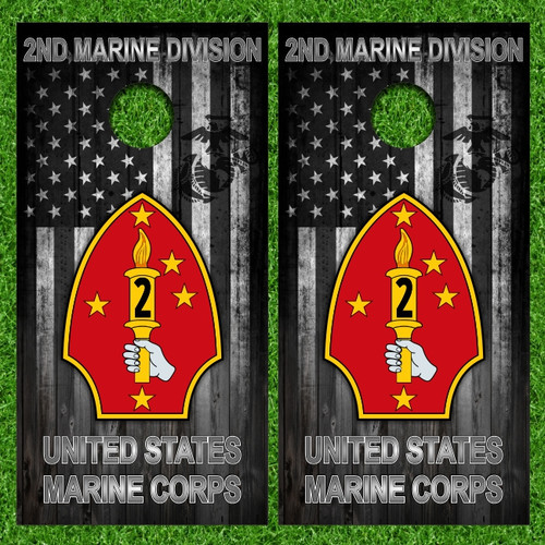 2nd Marine Division Version 2 Cornhole Wraps - Set of 2
