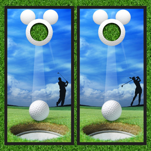 Mickey Mouse Golf Cornhole Wraps - Set of 2