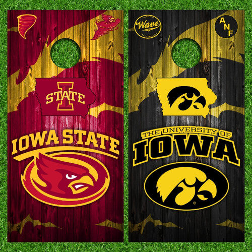 Iowa State Cyclones, and Iowa Hawkeyes Cornhole Wraps - Set of 2