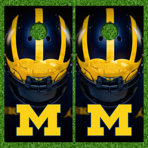 Michigan Wolverine Version 19 Cornhole Wraps - Set of 2