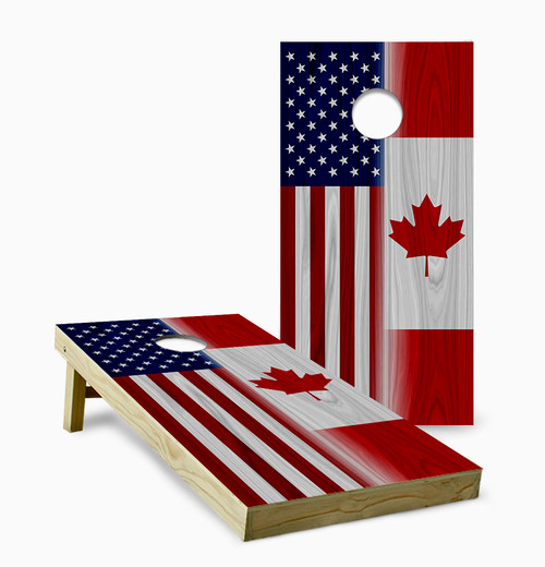 Canadian, American Flag Cornhole Set with Bags