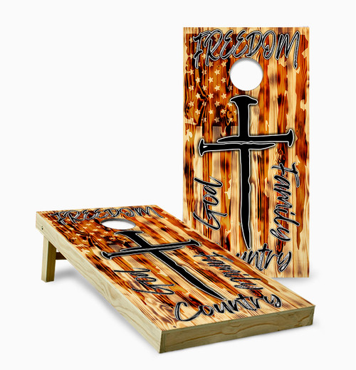 Freedom God and Country Cornhole Set with Bags