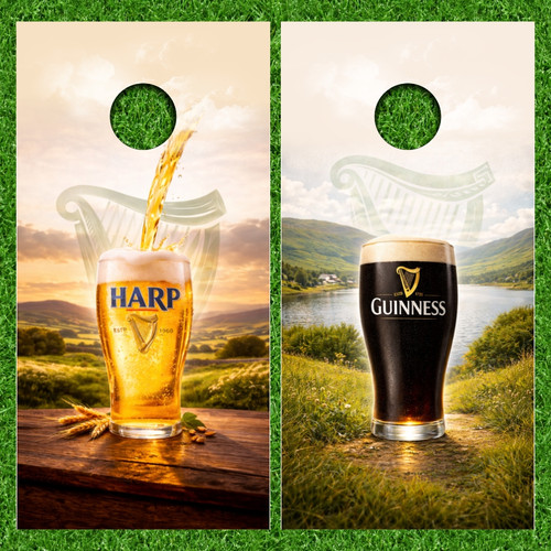Guinness and Harp Cornhole Wraps - Set of 2
