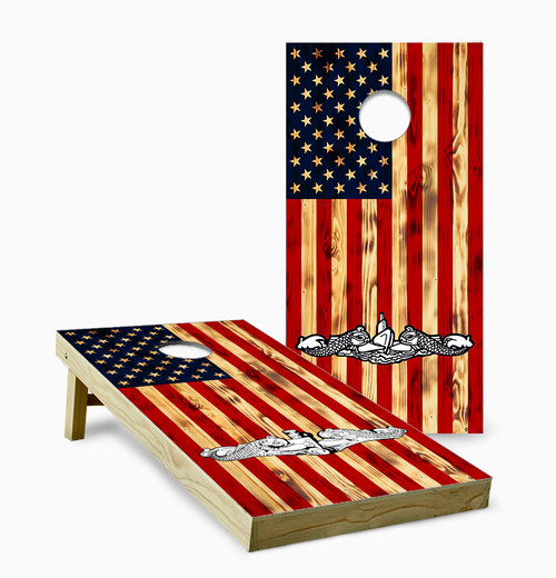 Submarine Warfare Insignia Flag Cornhole Set with Bags