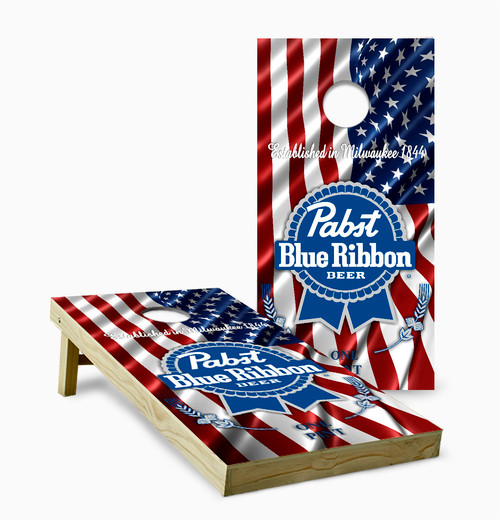 Pabst Blue Ribbon Version 5 Cornhole Set with Bags