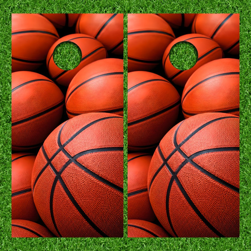 Basketballs Cornhole Wraps - Set of 2