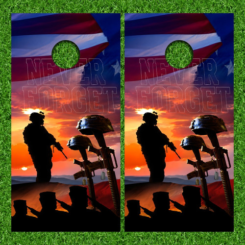 Never Forget Cornhole Wraps - Set of 2