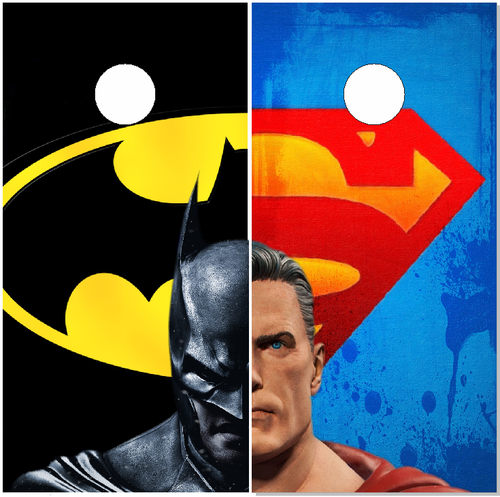 Batman / Superman Faceoff Cornhole Wraps - Set of 2