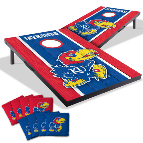 Kansas Jayhawks MDF Tailgate Cornhole Set with Team Bags