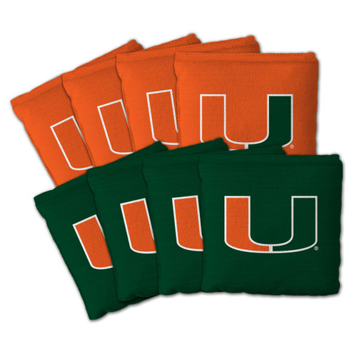Miami Hurricanes Dual-Sided All-Weather Cornhole Bags – Set of 8