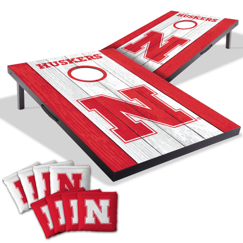 Nebraska Cornhuskers MDF Tailgate Cornhole Set with Team Bags