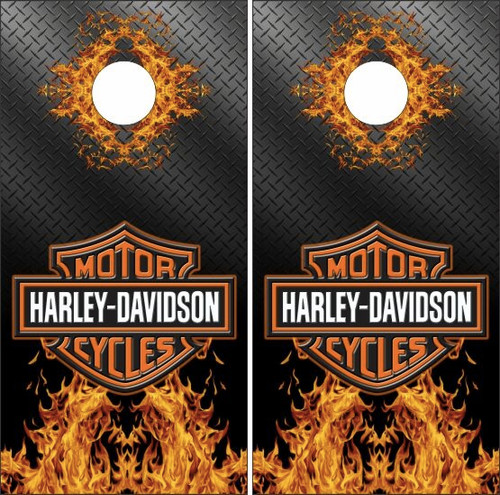 Harley Davidson Fire Cornhole Wraps - Custom Cornhole, LLC