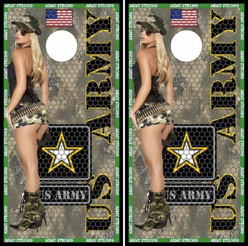 Army Girl Cornhole Wraps - Set of 2