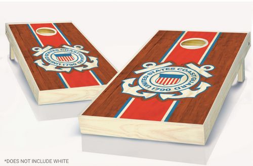 Rosewood Stained US Coast Guard Cornhole Set with Bags