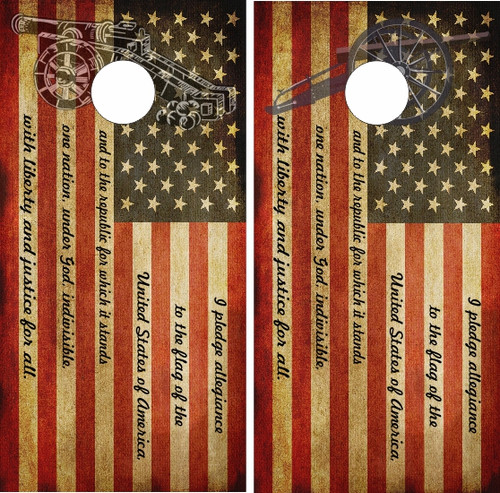 American Flag Pledge of Allegiance Cornhole Wraps - Set of 2