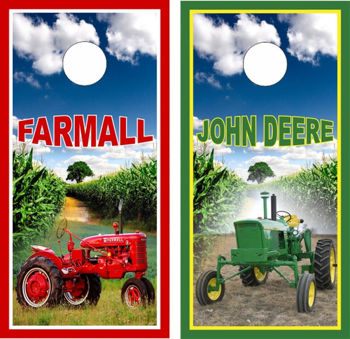 John Deere and Farmall Tractor Cornhole Wraps - Set of 2