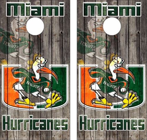 Miami Hurricanes Version 2 Cornhole Wraps - Set of 2