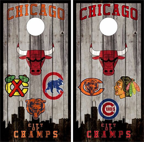 Chicago Sports Version 2 Cornhole Wraps - Set of 2