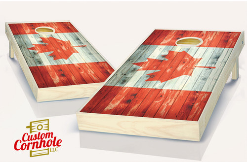 Canadian Flag Distressed Cornhole Set with Bags