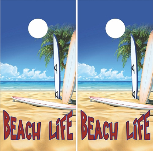 Beach Life Surf Cornhole Wraps - Set of 2