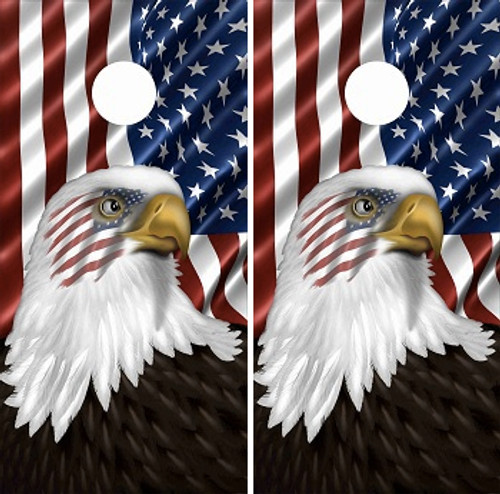 American Flag Eagle Cornhole Wraps - Set of 2
