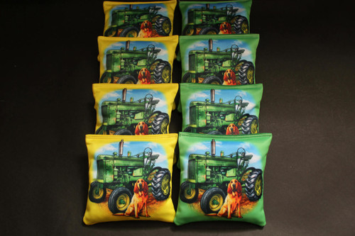 Big Green Tractor Farm Dog Cornhole Bags - Set of 8