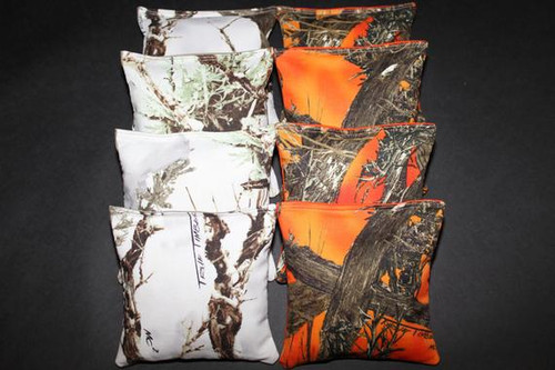 Orange & White Tree Camouflage Cornhole Bags - Set of 8