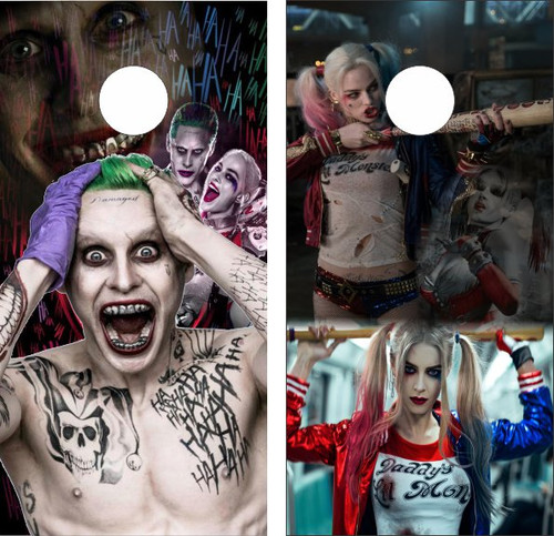 Joker Harley Quinn Suicide Squad Cornhole Wraps - Set of 2