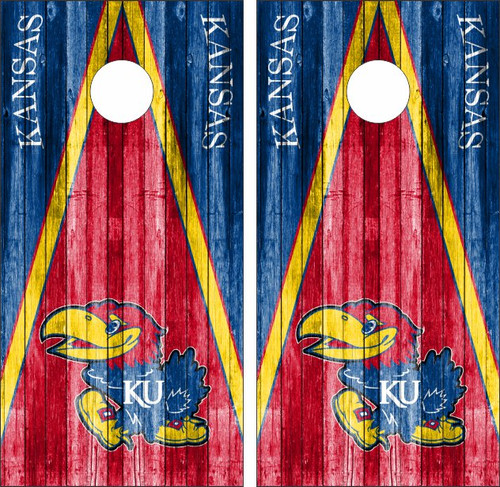 Kansas Jayhawks Version 2 Cornhole Wraps - Set of 2