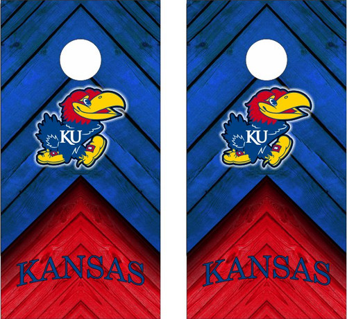 Kansas Jayhawks Version 4 Cornhole Wraps - Set of 2