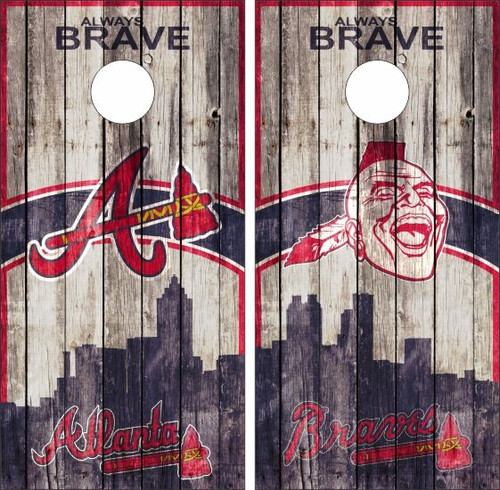 Atlanta Braves Version 4 Cornhole Wraps - Set of 2
