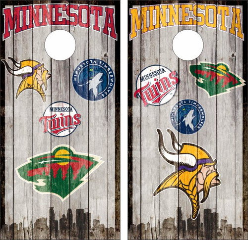 Minnesota Sports (Version 2) Cornhole Wraps - Set of 2