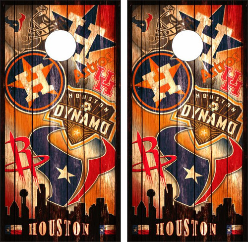 Houston Astros 2' x 3' Tequila Sunrise Design Solid Wood Cornhole Game Set