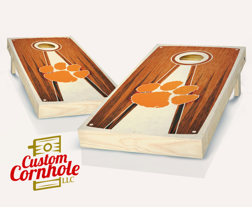 Clemson Tigers Stained Pyramid Cornhole Set with Bags