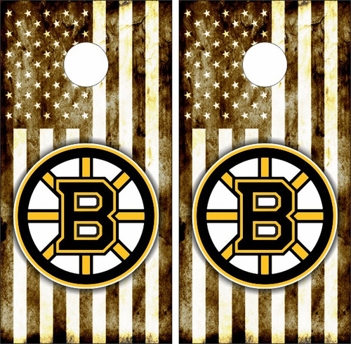 Boston Bruins Version 8 Cornhole Wraps - Set of 2