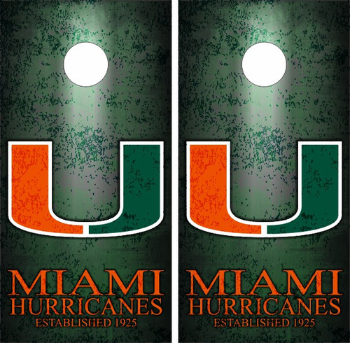 Miami Hurricanes Version 4 Cornhole Wraps - Set of 2