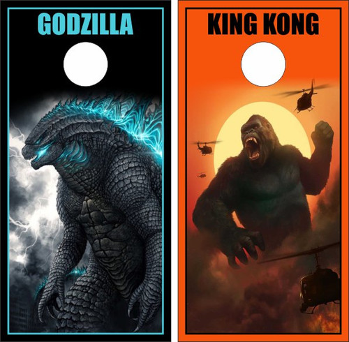 King Kong and Godzilla Cornhole Wraps - Set of 2