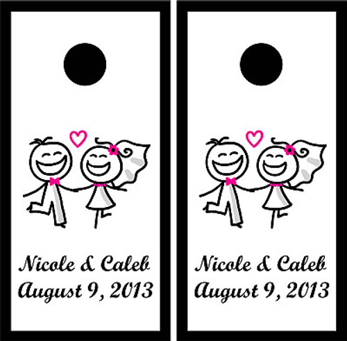 Couple in Love Wedding Cornhole Wraps - Set of 2