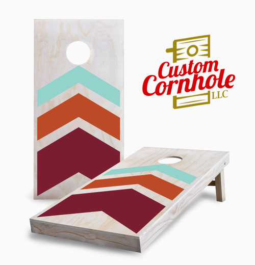 Multicolored Triple Chevron Cornhole Set with Bags