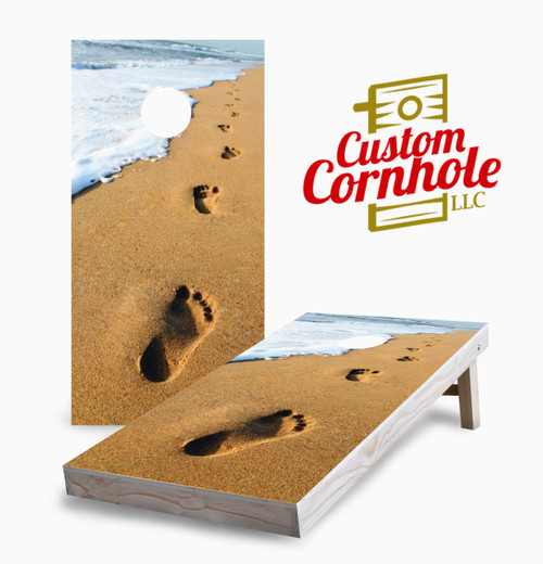 Footprints on the Beach Cornhole Set with Bags