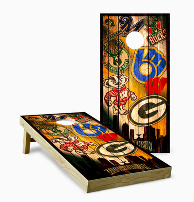 Wisconsin Sports Version 2 Cornhole Set with Bags - Custom