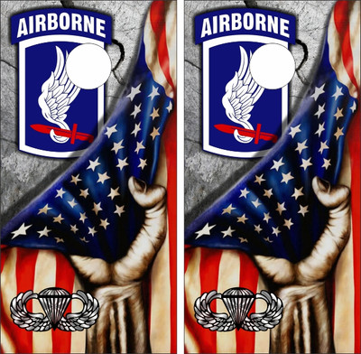 173rd Airborne American Flag Cornhole Wraps - Set of 2 - Custom