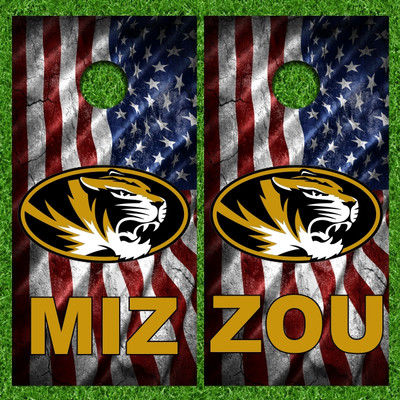 603 MIDWEST 虎 100％シルク 着心地抜群 Missouri Tigers Version 7 Cornhole Wraps | Mizzou American Flag